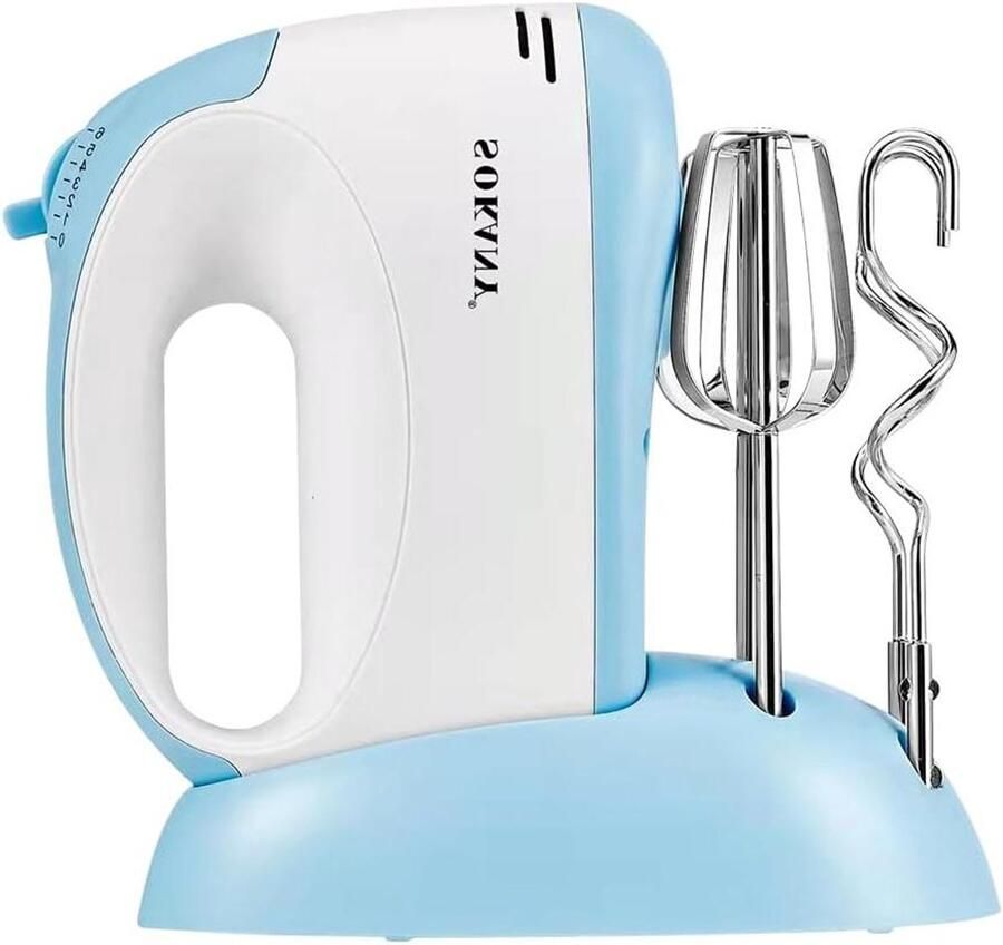 Elektrische Handmixer Keukenmixer Roerapparaat Bakken en Mixen 6 Snelheden Turbo 300 Watt Blauw Wit