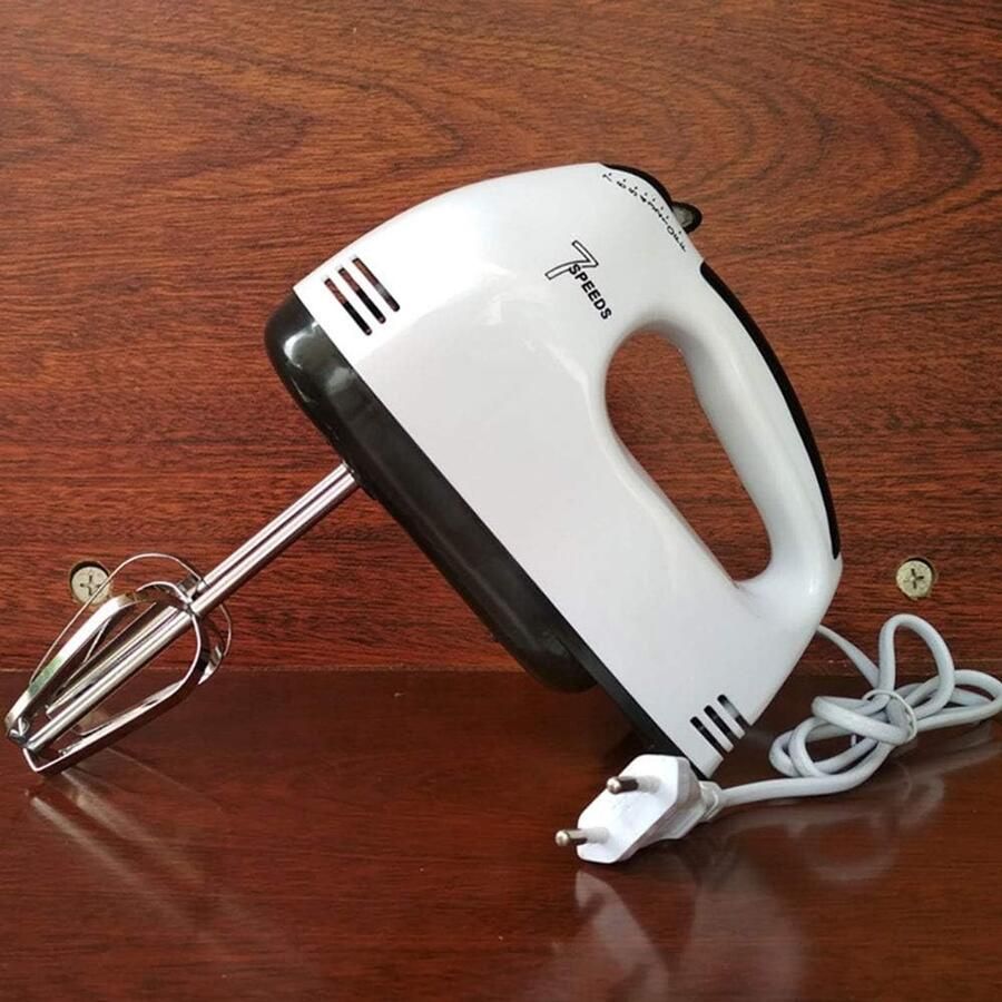 Elektrische Handmixer met 2 Kneedhaken en 2 Kloppers 150 Watt 7 Snelheden Ideaal voor Taart Brood en Room Maken