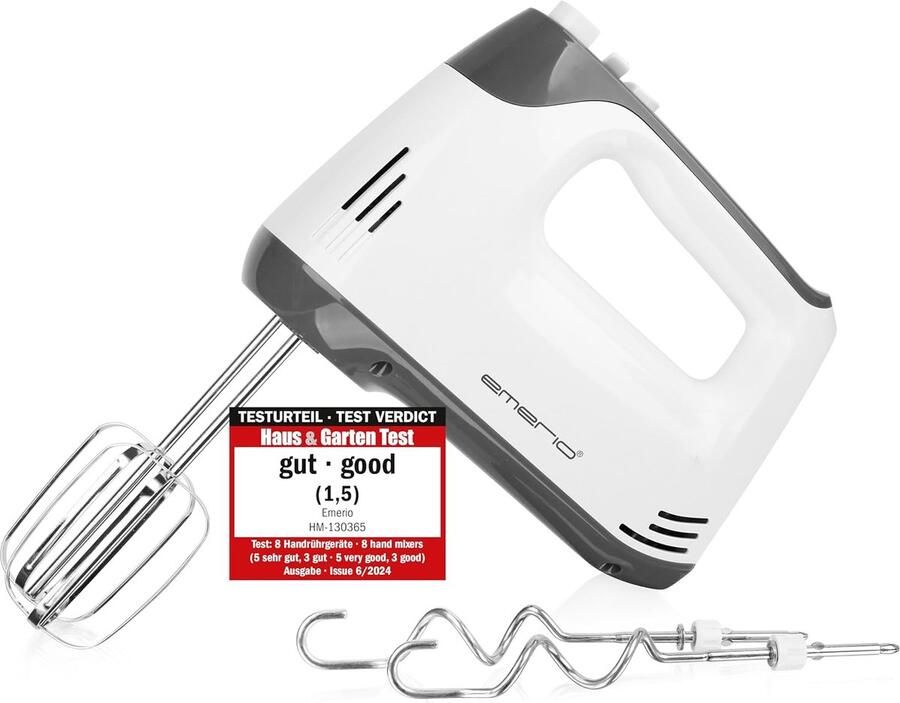 Elektrische handmixer met 400W 5 snelheden en turboknop roestvrijstalen gardes en kneedhaken