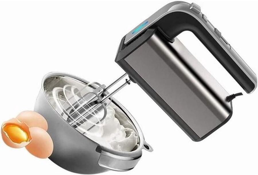 Elektrische handmixer met 5 snelheden en blender traditionele mixer deeghaak 300 watt Geschikt voor bakken en koken zwart