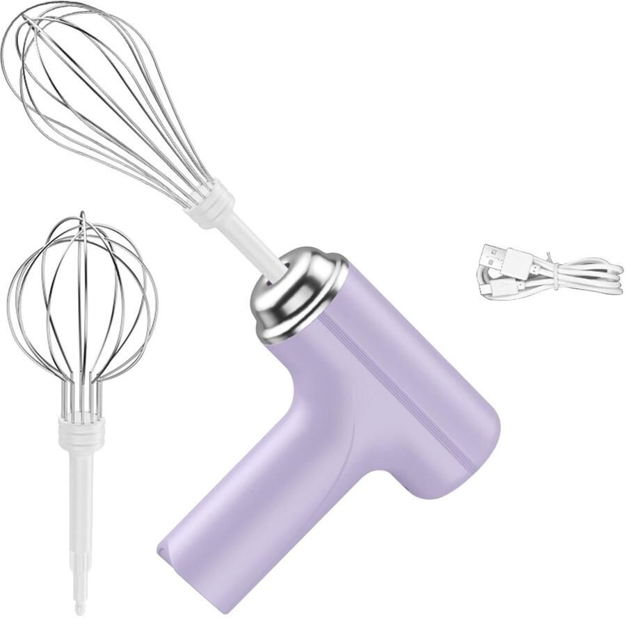 Elektrische handmixer met drie snelheden Geschikt voorzien van twee afneembare roestvrijstalen gardes lichtgewicht keukenmixer Geschikt voor bakken taarten crèmes en deeg Paars (185W)