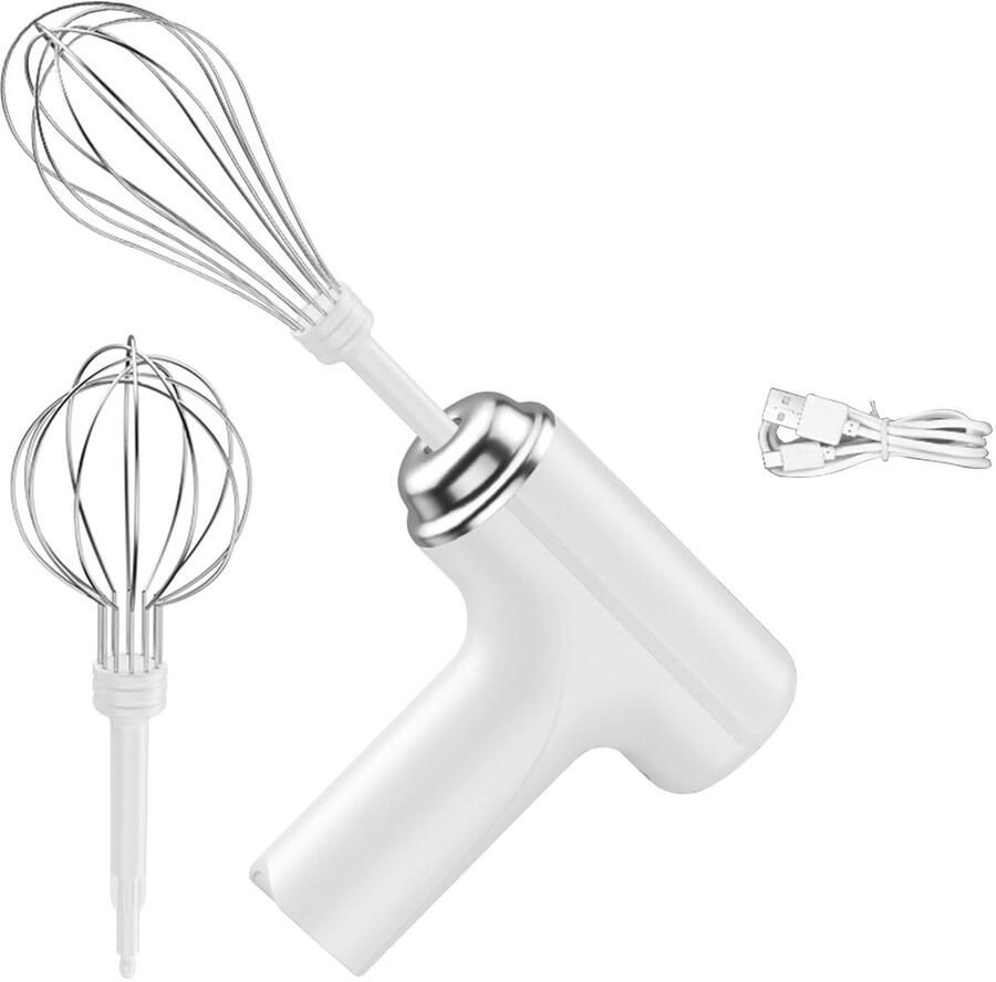 Elektrische handmixer met drie snelheden Geschikt voorzien van twee afneembare roestvrijstalen gardes lichtgewicht keukenmixer Geschikt voor bakken cakes crèmes en deeg wit (185W)