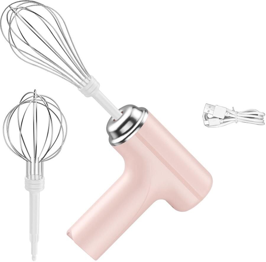 Elektrische handmixer met drie snelheden Geschikt voorzien van twee afneembare roestvrijstalen gardes lichtgewicht keukenmixer Geschikt voor bakken taarten crèmes en deeg Roze (185W)