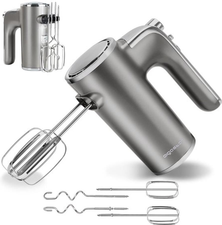 Elektrische handmixer zeer krachtig 400 W 5 snelheden + turbo uitwerpknop 1 opberghouder en 2 handmixer en 2 kneedhaken