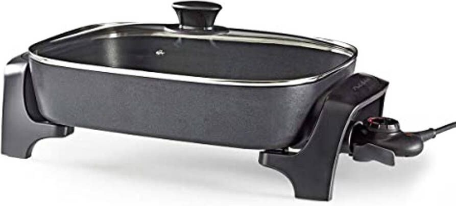 Elektrische Hapjespan 40 cm 2200W met Stoomventiel Inclusief Deksel Vaatwasmachine Bestendig Zwart