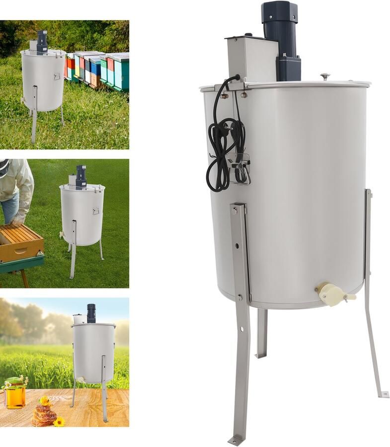 Elektrische Honingslinger Met 4 Frames 140W Roestvrij Staal Honingextractor Met Acryldeksel Voor Bijenteelt