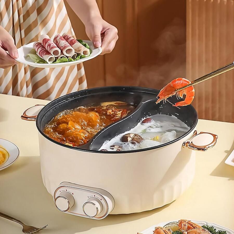 Elektrische Hot Pot 6L met 2000W Draagbare Multifunctionele Rijstkoker voor Thuis en Camping