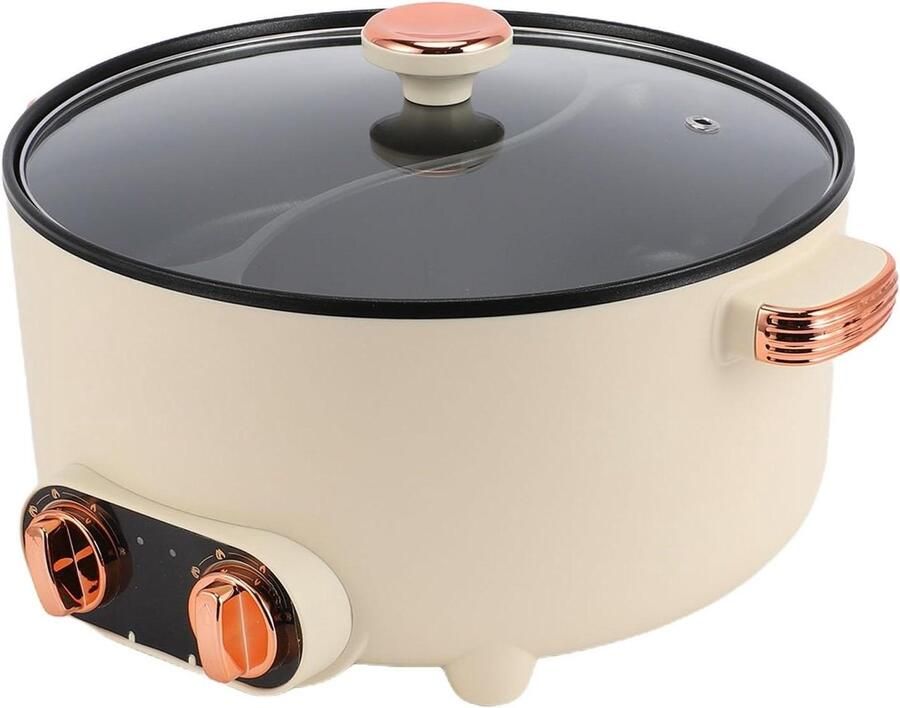 Elektrische Hot Pot Dubbele Smaak Pan Familiediners en Feesten Veelzijdig Koken 37 cm breed Zwart