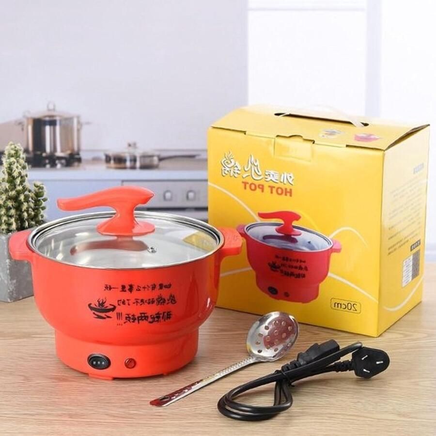 Elektrische Hot Pot Elektrische Kookpot 1.8L 400 tot 800W Rvs Binnenmuur 2 Modi Oververhitting Bescherming Elektrisch Fornuis Rood