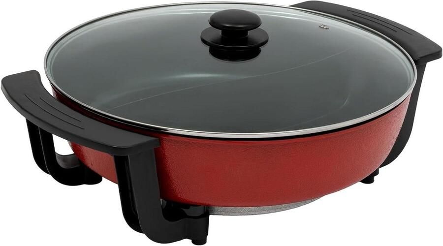 Elektrische Hot Pot Elektrische Pan Multifunctionele Pan Samen Koken Verdelde Hitte 6 Liter Rood