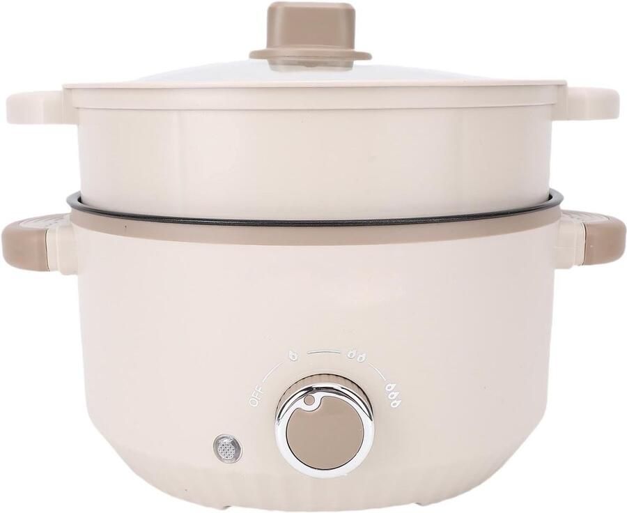 Elektrische Hot Pot Friteuse Pan Maaltijden Bereiden Met Stoommandje 3L Wit