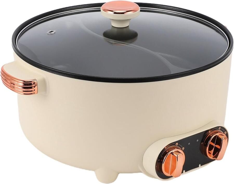 Elektrische Hot Pot Kookplaat Familiebijeenkomst Dubbele Smaak 37 cm Zwart