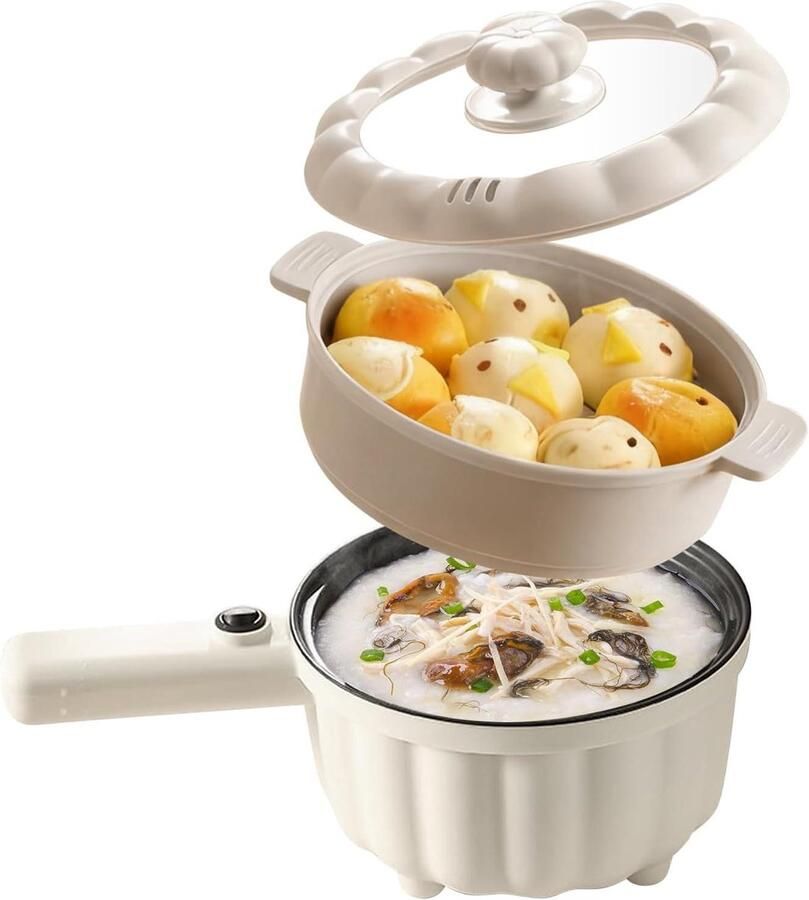 Elektrische Hot Pot Mini Kookpan Snel Koken Anti-aanbaklaag 2 Liter Zwart