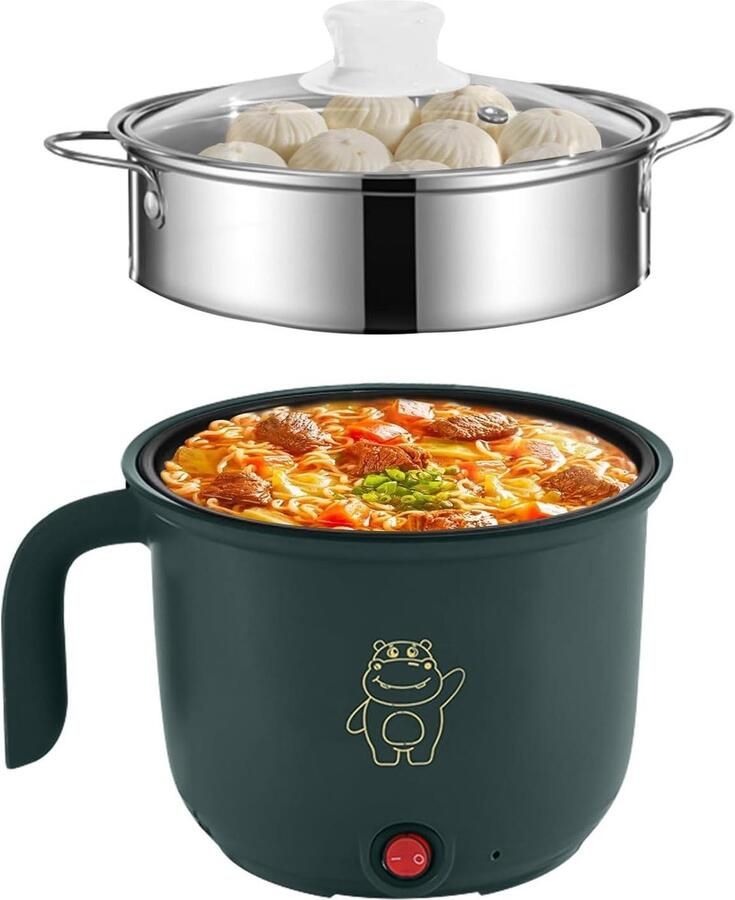 Elektrische Hot Pot Mini Kookpan Snelle Maaltijden Met Stoompan 18 Liter Groen
