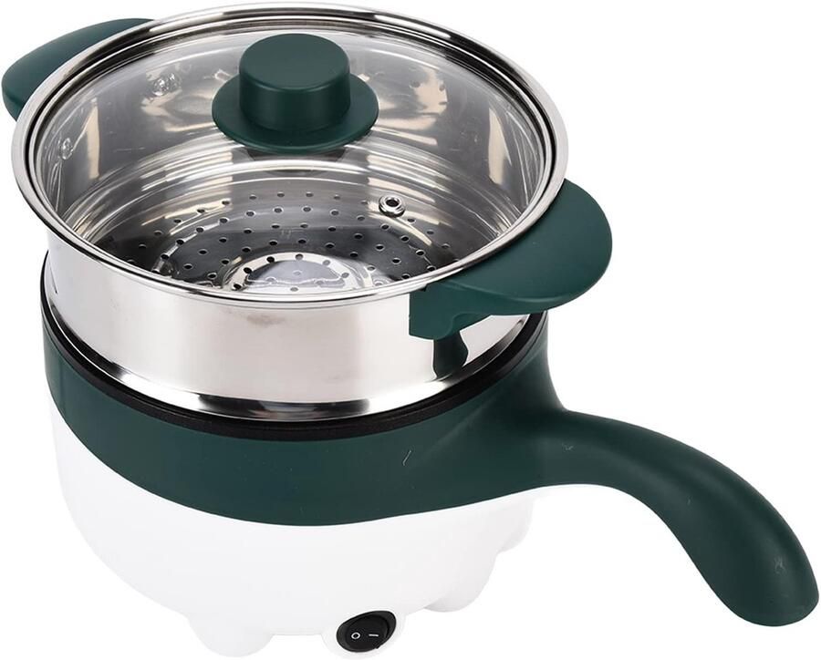 Elektrische Hot Pot Mini Kookpot Stoomkoker Snel Maaltijden Bereiden Anti-Droog Beveiliging 2 Liter Groen