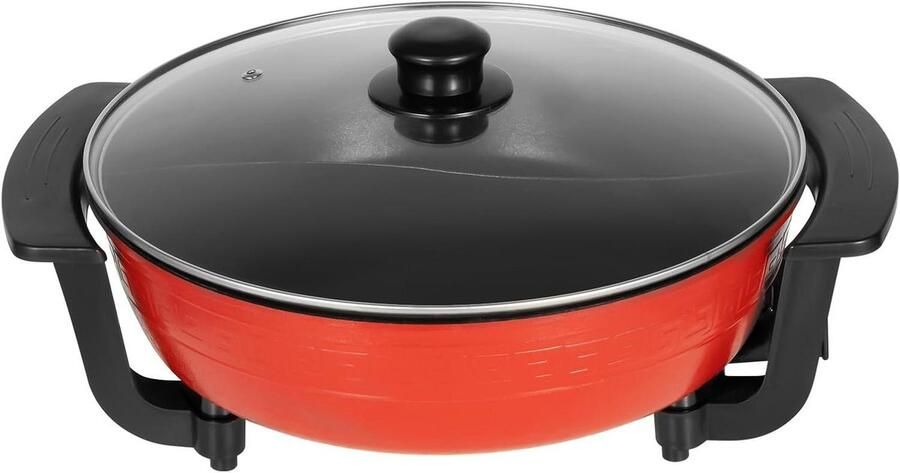 Elektrische Hot Pot Multi Cooker Pan Gezellig Eten Bereiden Dubbele Smaak Divider 6 Liter Rood Zwart