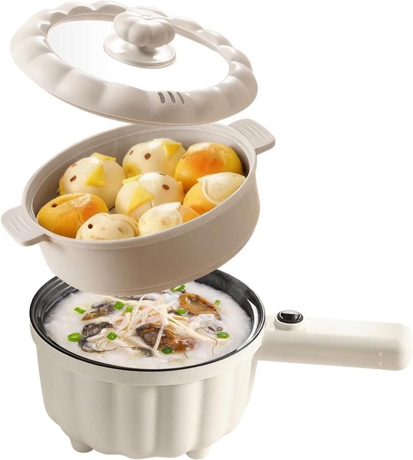 Elektrische Hot Pot Zwart 2 liter Mini Anti-aanbaklaag Voor Thuis Kantoor en Studentenhuis