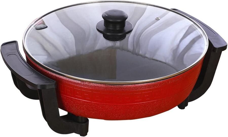 Elektrische Kookpan Soepketel Samen Koken Verstelbare Temperatuur 6 Liter Capaciteit Rood - Foto 2