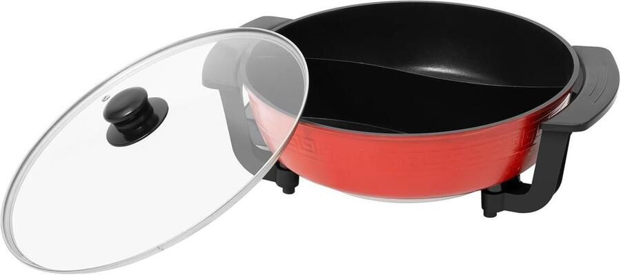 Elektrische Hot Pot Soepketel Kookpan Gezellig Eten 5 Temperatuurstanden 6 Liter Rood