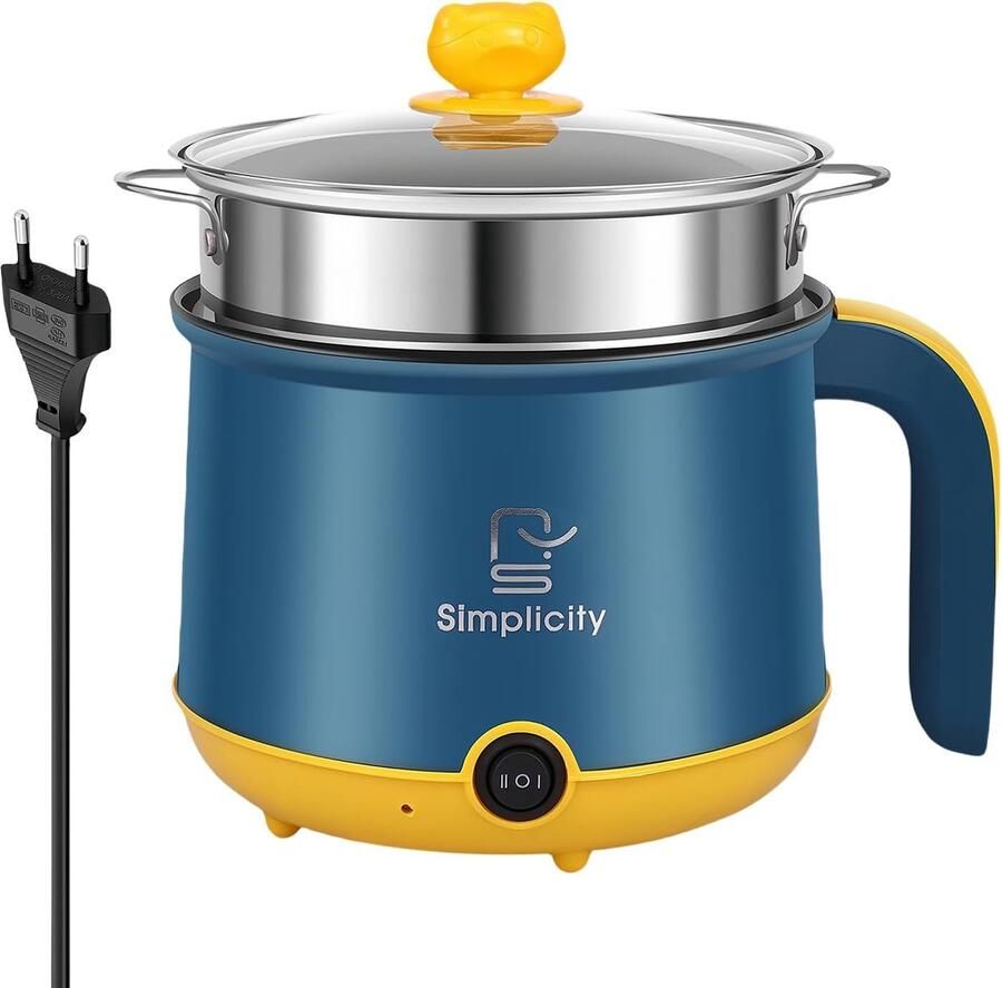 Elektrische Hotpot 1.8L Mini Non-Stick Multicooker Met Stoommandje Ideaal voor Thuis en Kantoor ShopVlot