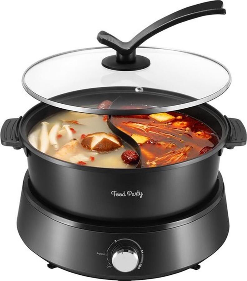 Elektrische Hotpot Dubbelzijdig 1350 Watt Vermogen 4 Liter Inhoud Aluminium Materiaal Chinese Fondue