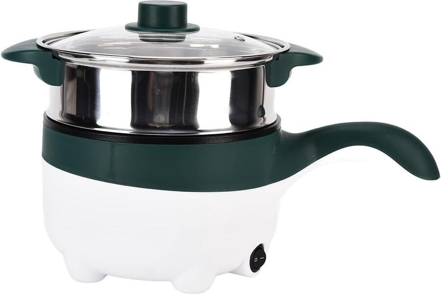 Elektrische Hotpot Mini Kookpan Koken en Stomen Antiaanbaklaag 2L Groen