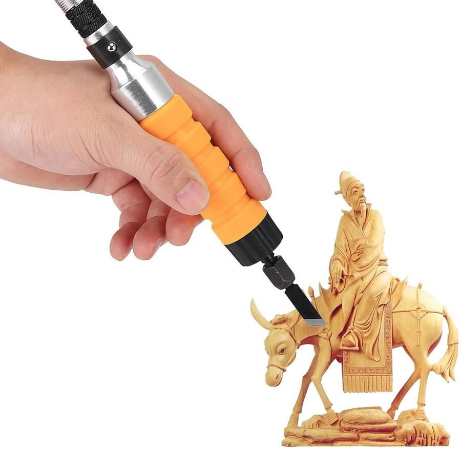 Elektrische Houtbewerkingsbeitel Set met Flexibele As en Snijmessen Perfect voor Houtsnijwerk