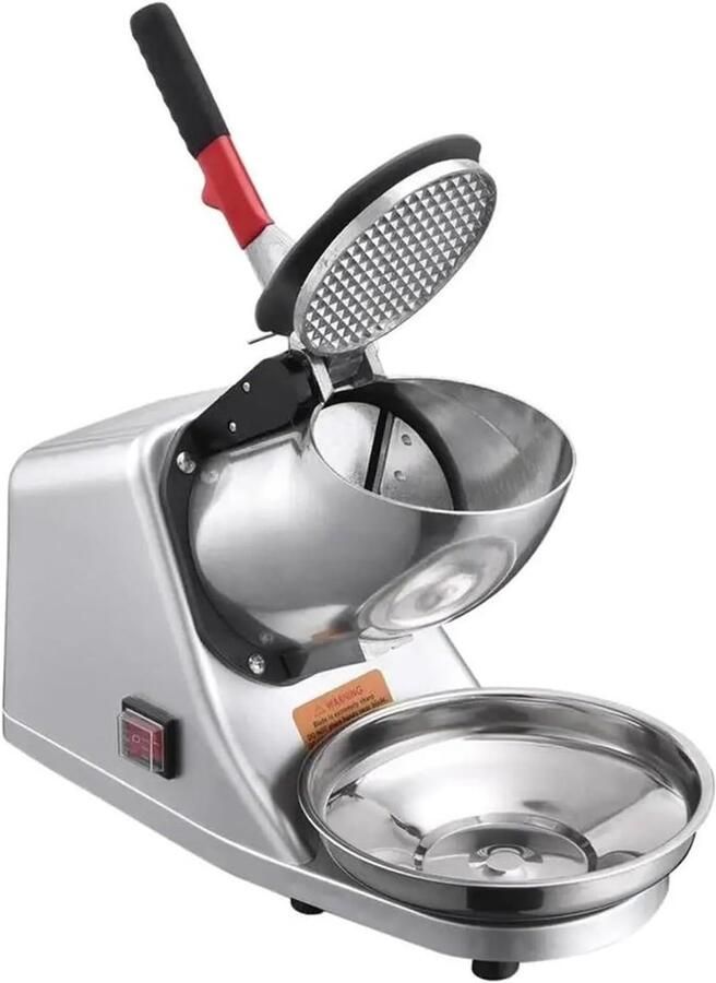 Elektrische Ijsbreker Schaafijsmachine Sneeuwkegel Thuisgebruik Commercieel Dubbele Roestvrijstalen Bladen 36.5x16x27 cm Zilver