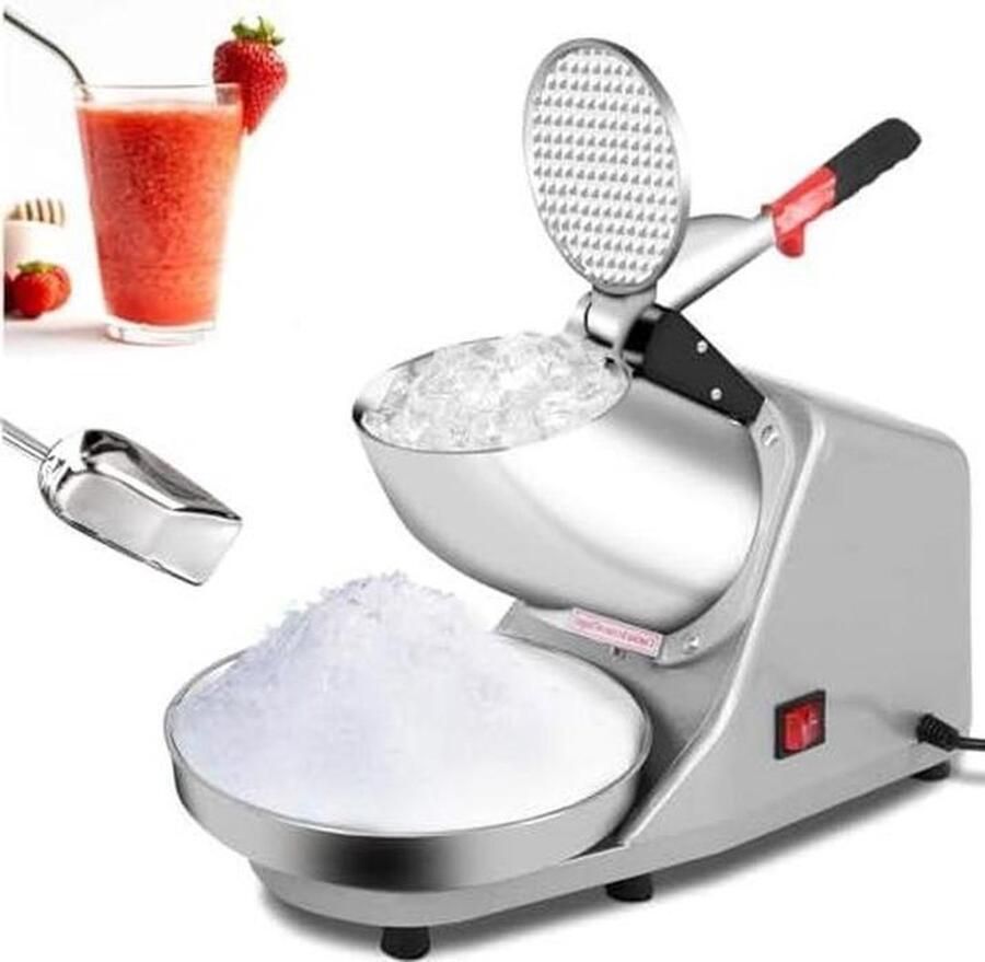 Elektrische IJscrusher Schaafijsmachine IJsmachine Cocktails Maken Hoge Snelheid Motor 65 kg uur Zilver