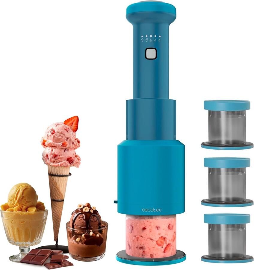 Elektrische IJsmachine 250W 5 Automatische Programma's Voor IJs Sorbet Slush en Smoothies Inclusief 3 Bekers van 260 ml