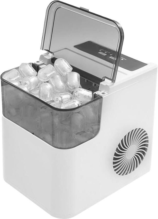 Elektrische IJsmachine Aanrecht IJsmaker Drankjes Koelen Twee IJsvormen 12 kg per 24 uur Zilver