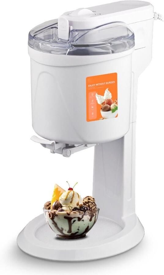 Elektrische Ijsmachine Automatische Maker Zelfgemaakte Desserts Stil Werkend 1 Liter Capaciteit Zwart