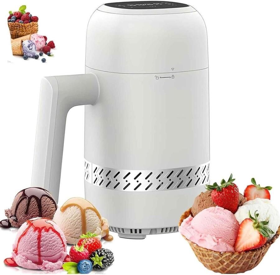 Elektrische ijsmachine Dessertmaker Zelf desserts maken Geen voorbevriezing nodig 300 ml Wit