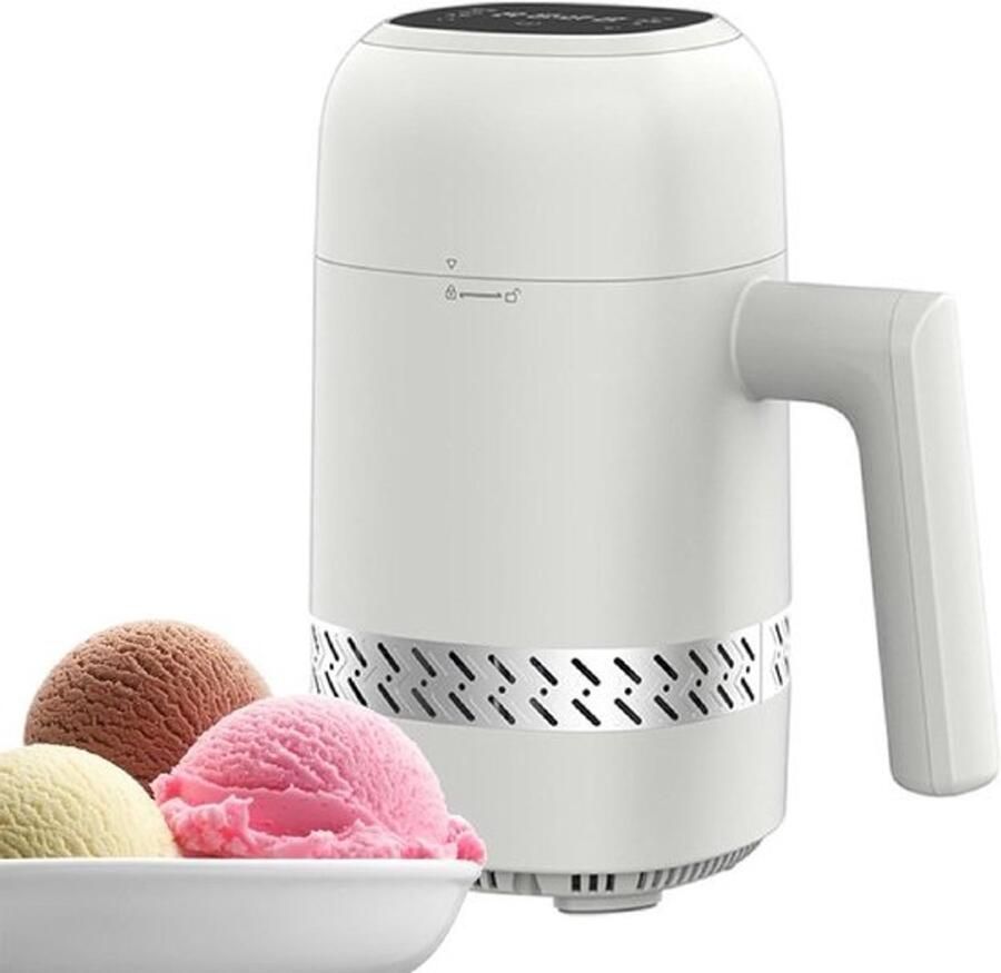 Elektrische ijsmachine Dessertmaker Zelf ijs maken Geen voorkoeling nodig 300ml inhoud Wit