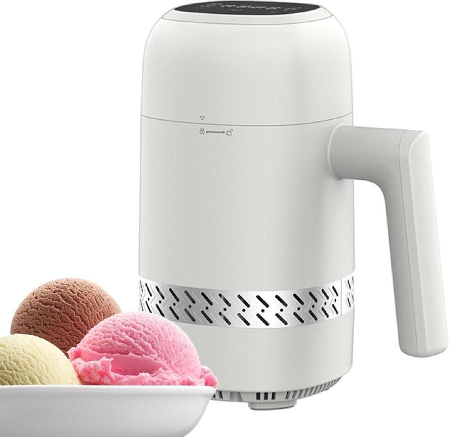 Elektrische ijsmachine Dessertmaker Zelf ijs maken Geen voorkoeling nodig 300ml inhoud Wit