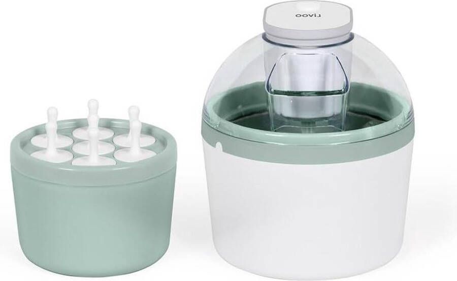 Elektrische ijsmachine DOM461 voor ijs sorbets en bevroren yoghurt met 1 l container en vorm voor 7 ijsstokjes wit-grijs