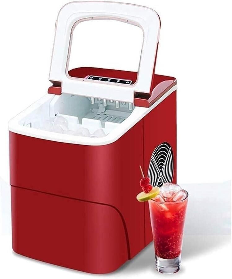 Elektrische ijsmachine Draagbaar model Snelle ijsbereiding Volautomatisch tafelmodel 15kg per dag Rood