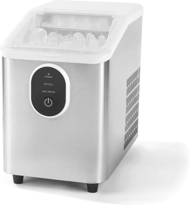 Elektrische IJsmachine IJsblokjesmaker Aanrecht Drankjes Koelen 8 Blokjes in 85 Minuten 800ml Reservoir Roestvrij Staal