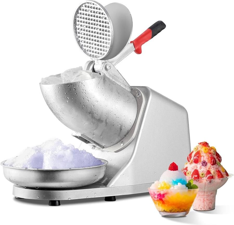 Elektrische ijsmachine Ijsbreker scheerapparaat Thuisgebruik of commercieel Dubbele spatpreventie hoge snelheid 380 Watt Zilver