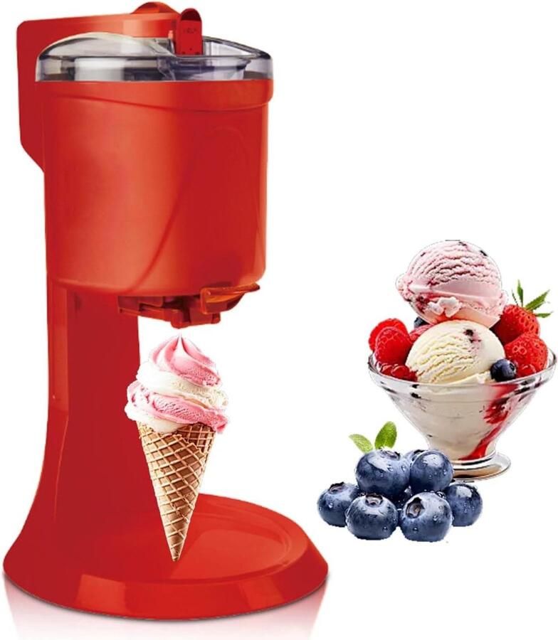 Elektrische Ijsmachine Soft Serve Maker Desserts Maken Automatisch Met Eén Knop 1000 ml Rood
