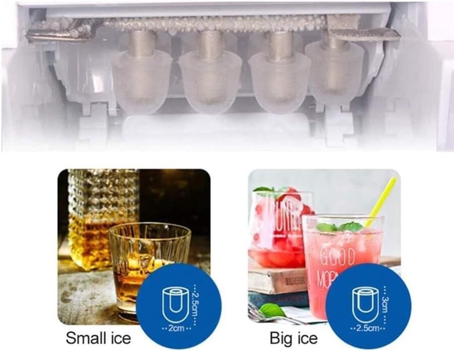 Elektrische ijsmaker Huishoudelijke ijsmachine Snel ijs maken Automatische zelfreiniging 24x26x29 cm