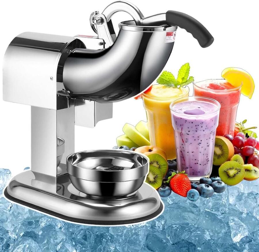 Elektrische ijsmaker Sneeuw kegel machine Drankjes en desserts Krachtige 350W motor 100 kg per uur Zilver