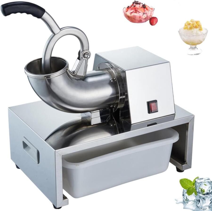 Elektrische Ijsvergruizer Ijsschaafmachine Bar Cocktails Maken Krachtige 350W Motor 15L Opvangbak Zilver