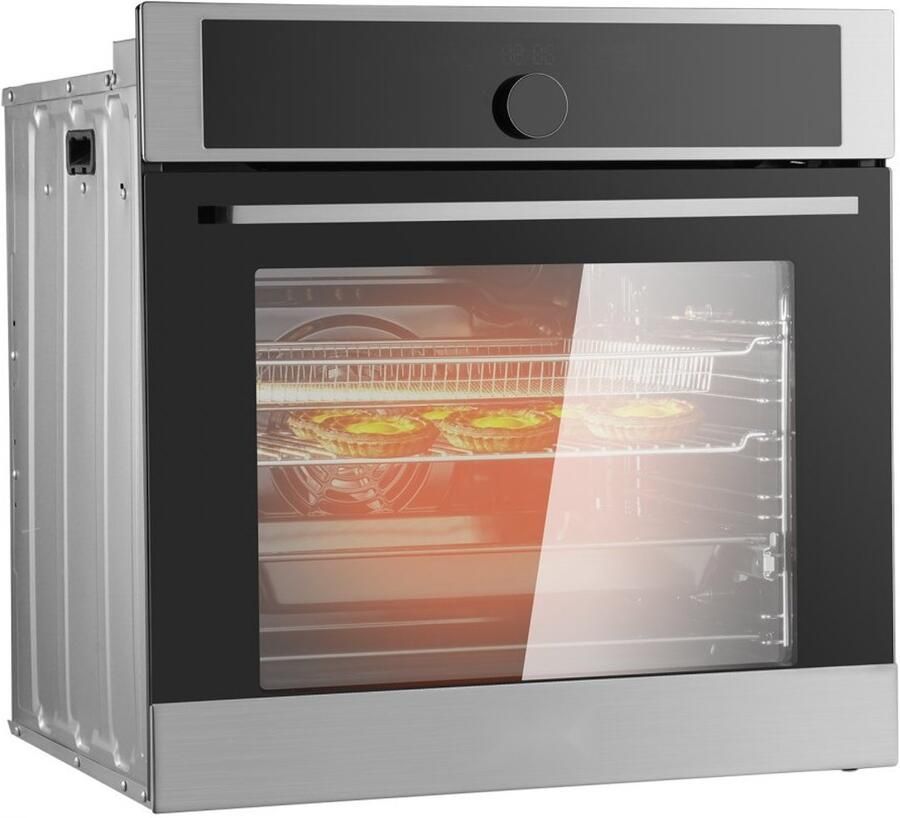 Elektrische Inbouwoven Enkele Oven 61 cm 16 Kookfuncties 76 L Inhoud 3550 W Voorverwarmen tot 200°C in 5 min Inclusief Bakrek en Bakplaat