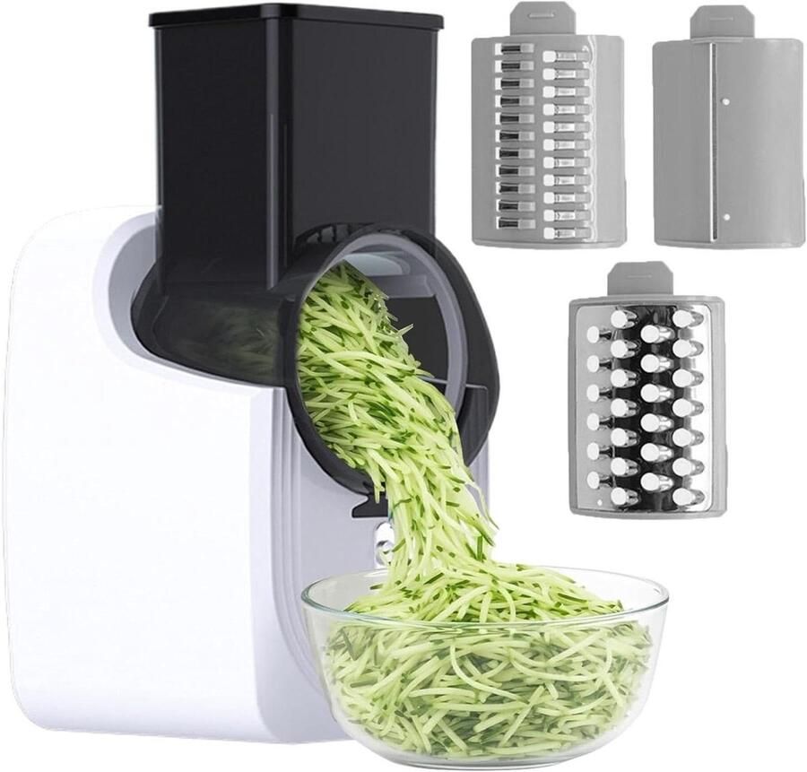 Elektrische Kaasrasp Keuken Snijmachine Maaltijdvoorbereiding Automatisch Roterende Rasp 14x16x29cm Wit