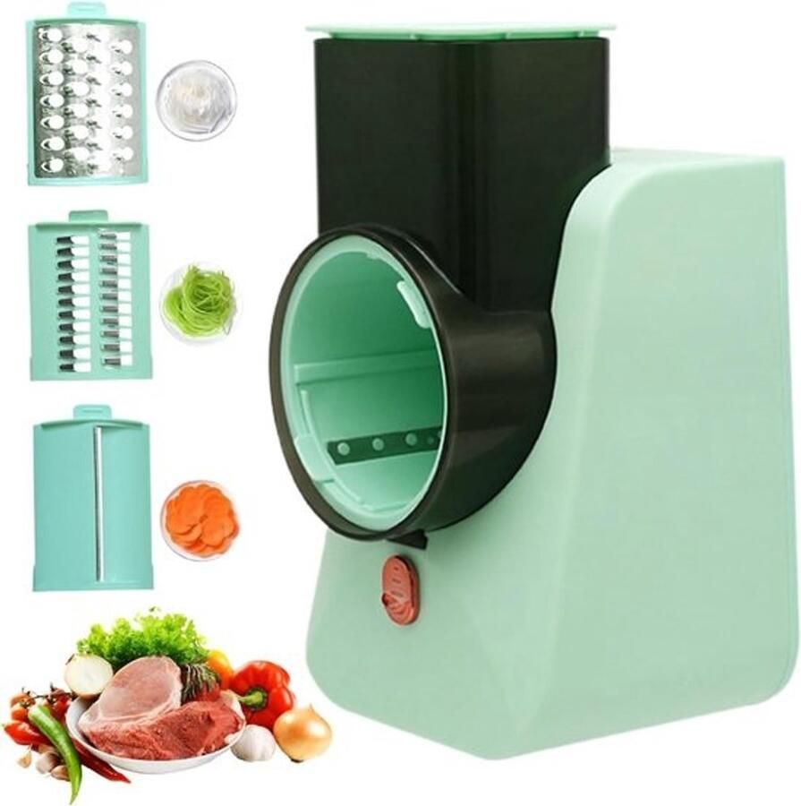 Elektrische Kaasrasp Keukenmachine Rasp Snel Groenten Snijden Vijf Snijbladen 25 x 14 x 12 cm Groen