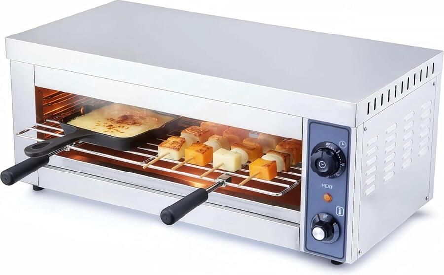 Elektrische Kaassmelter Tafelmodel Grill Professioneel Koken Snelle Gelijkmatige Warmte 30x50 cm Zilverkleurig