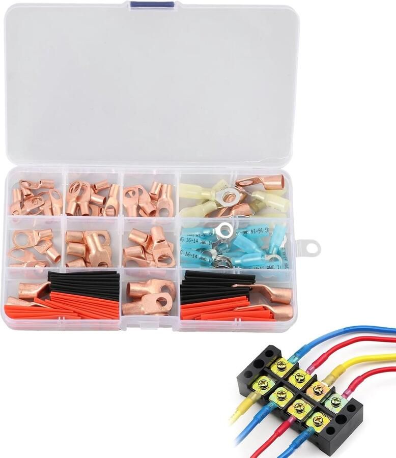 Elektrische kabel accukabeleindhulzen koperen buiskabelschoenen M6 M8 compatibel met AWG 2-16 voor auto's verdeeldozen zonne-toepassingen