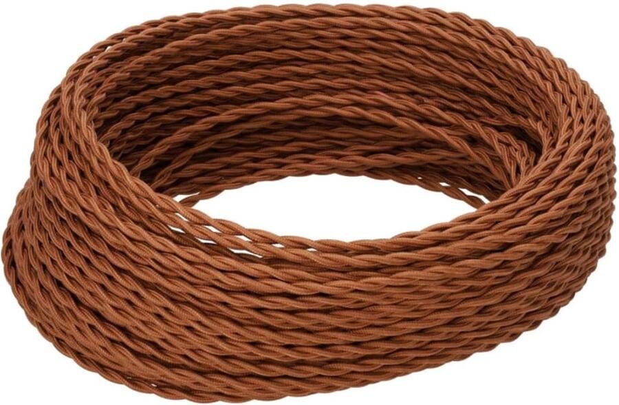 Elektrische kabel gevlochten vintage 10 m bruin retrokabel voor lampen lamphouder en bekleding Ø 6 mm 2 draden 0 75 mm² binnen IP20