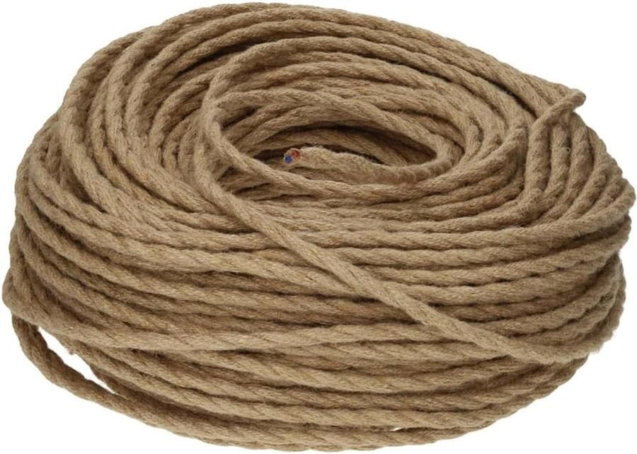 Elektrische kabel gevlochten vintage touw 10 m decoratieve retro textielkabel voor hanglampen gloeilampen en lampfittingen Ø 8 mm 2 x 0 75 mm² gebruik binnenshuis IP20 (10 meter)